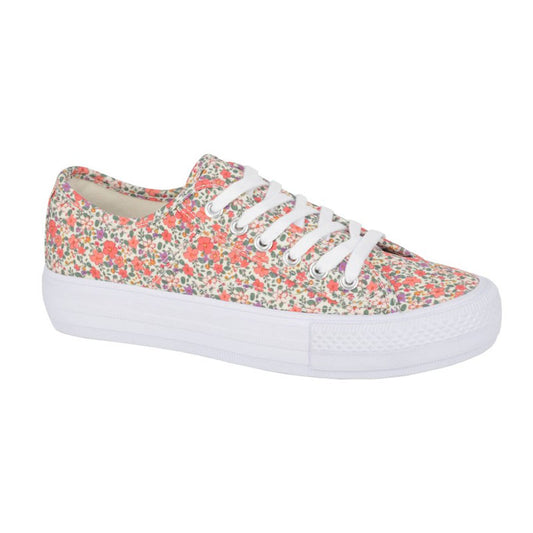 Womens Rdek Multi Floral Canvas Trainers Beige