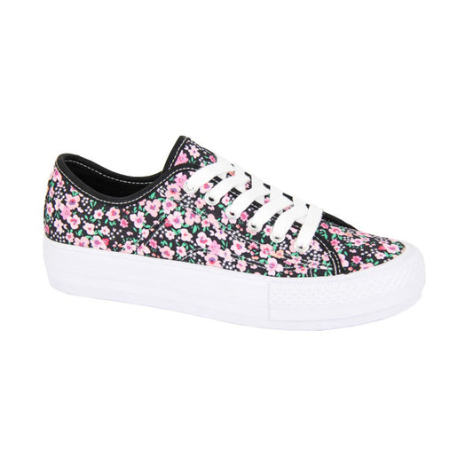 Womens Rdek Multi Floral Canvas Trainers Black