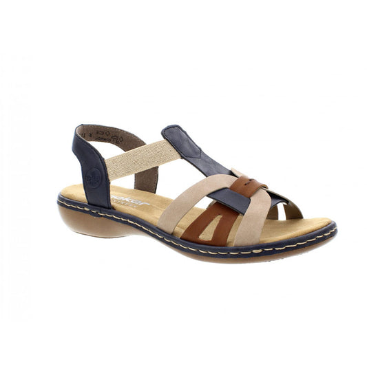 Womens Rieker Elasticated Sandals Blue Combination brookfield comfort