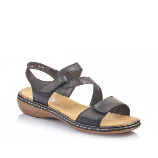Womens Rieker Hook and Loop Sandals Black
