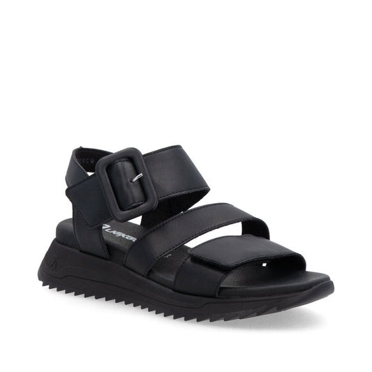 Womens Rieker Hook & Loop Sandals Black