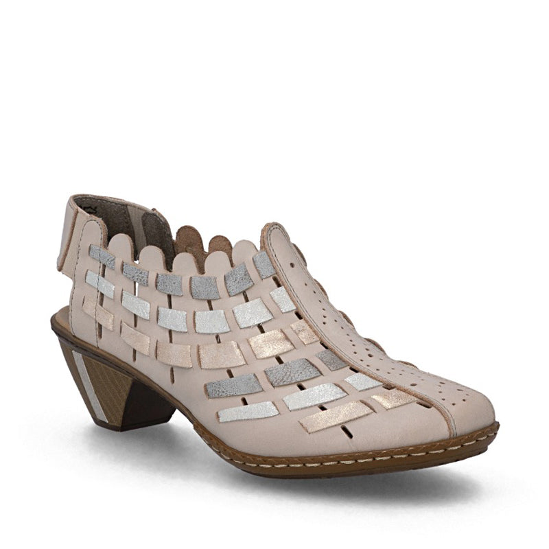 Womens Rieker Slingback Heeled Shoes Beige brookfield comfort