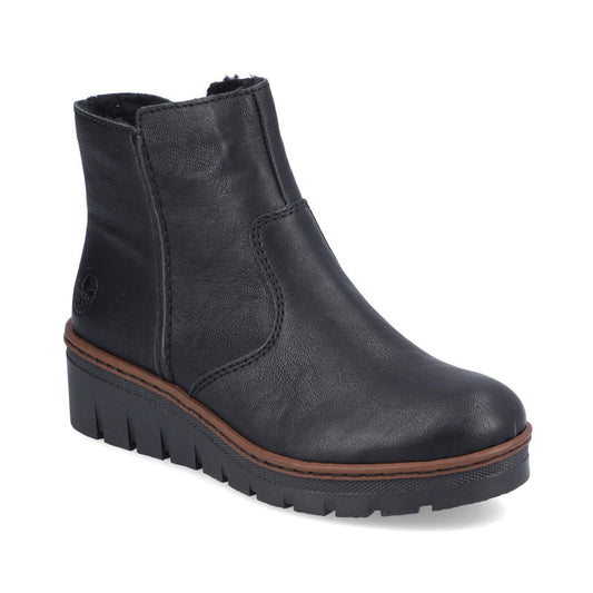 Womens Rieker Zip Wedge Boots Black brookfield comfort