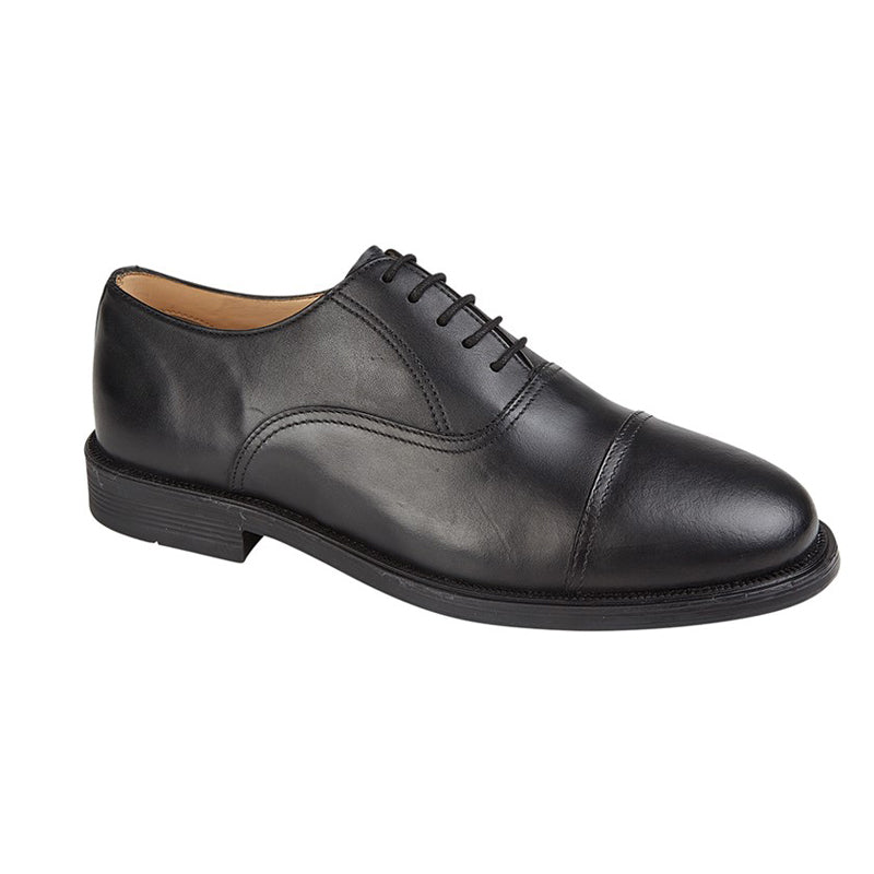 Mens Grafters Capped Oxford Cadet School Smart Shoe Black