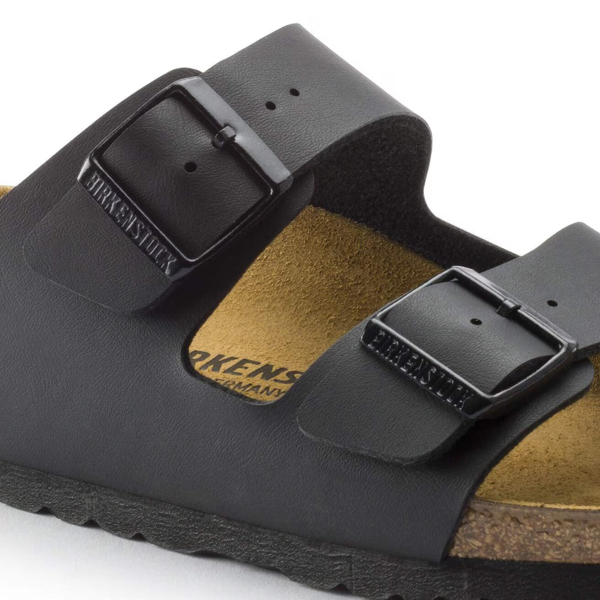Birkenstock Arizona Two-Strap Birko-Flor Sandals Black Regular Fit – detail view