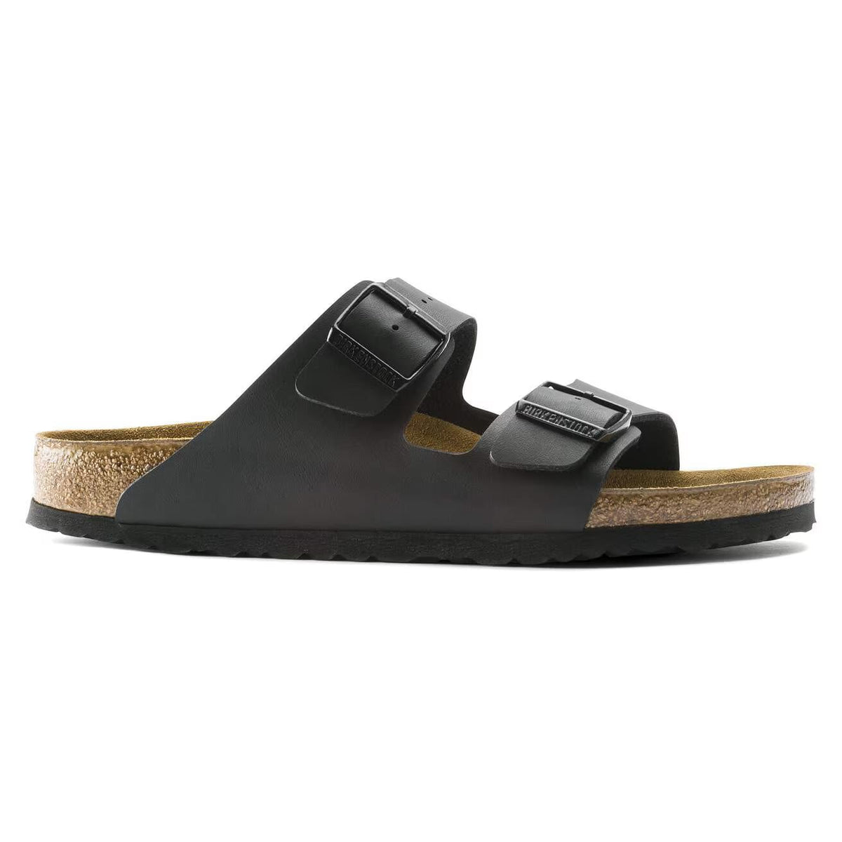 Birkenstock Arizona Two-Strap Birko-Flor Sandals Black Regular Fit – side view