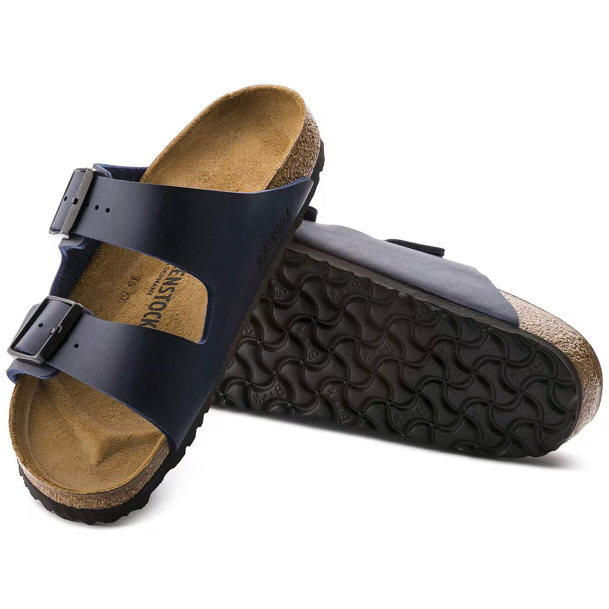 Birkenstock Arizona Two-Strap Birko-Flor Sandals Blue Regular Fit – sole view