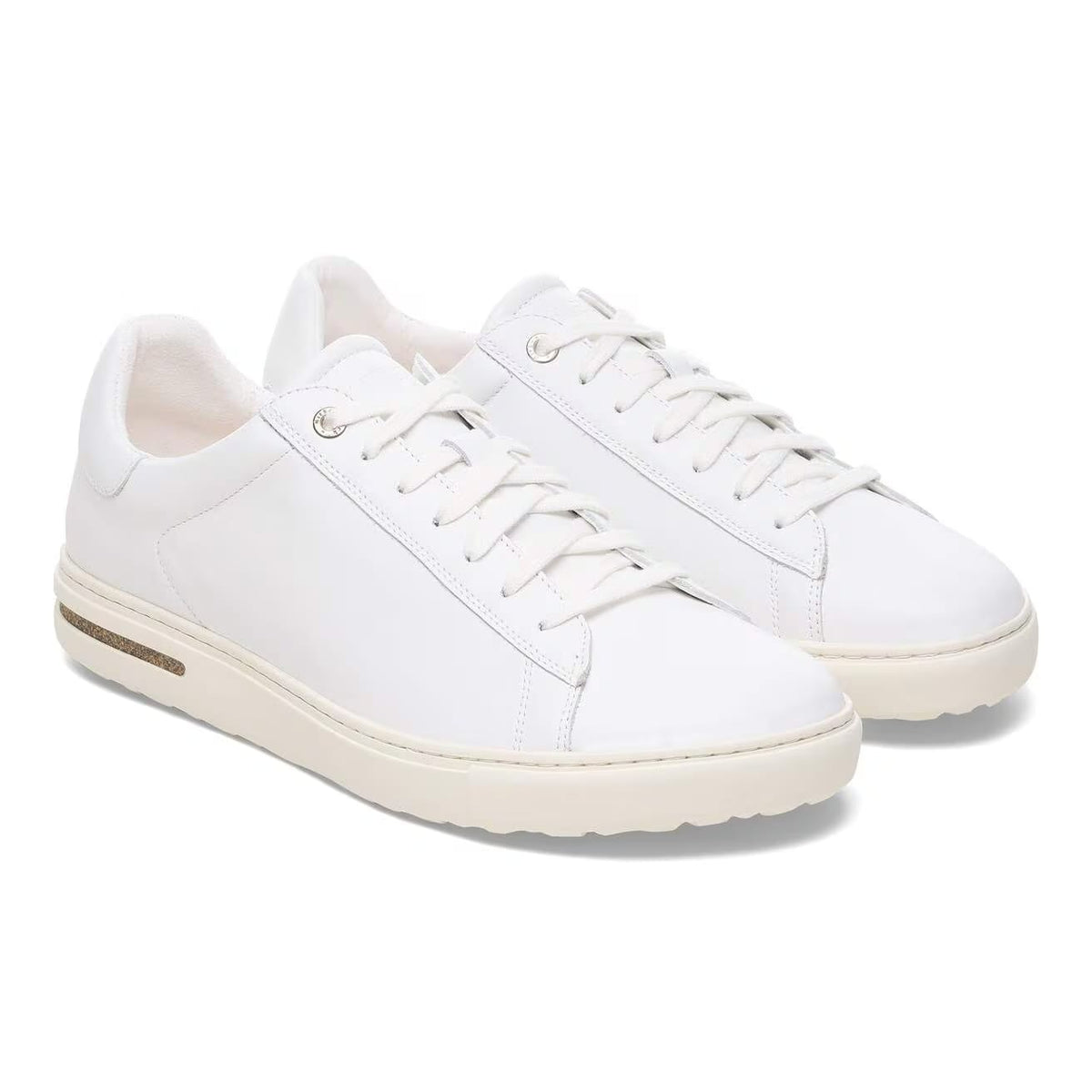 Birkenstock Bend Low Natural Leather Trainer Style White Regular Fit – pair view
