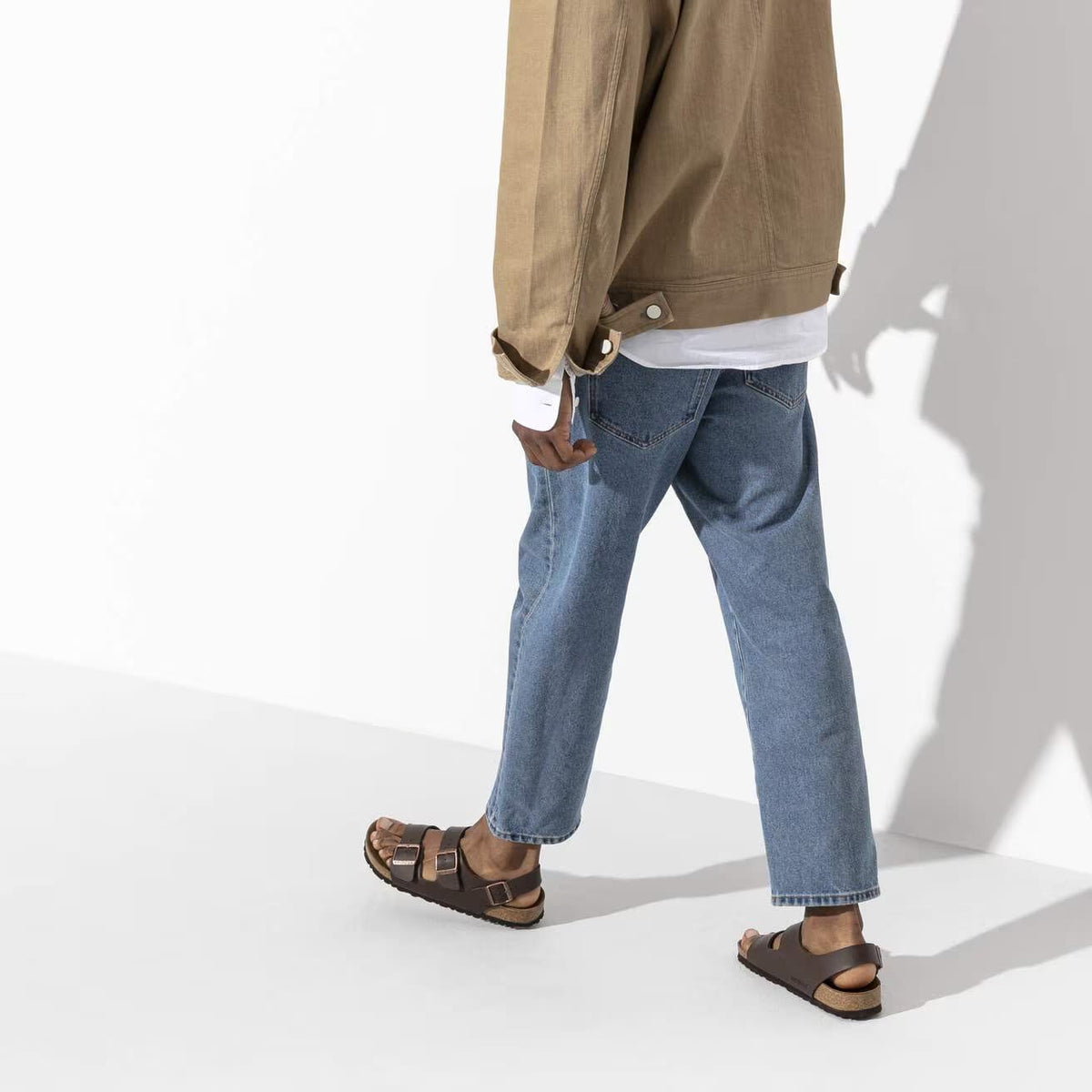 Birkenstock Milano Birko-Flor Sandals Dark Brown Narrow Fit – look view