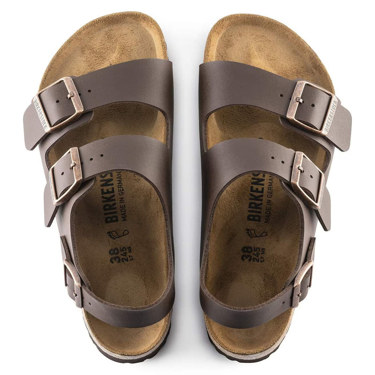Birkenstock Milano Birko-Flor Sandals Dark Brown Regular Fit – top view