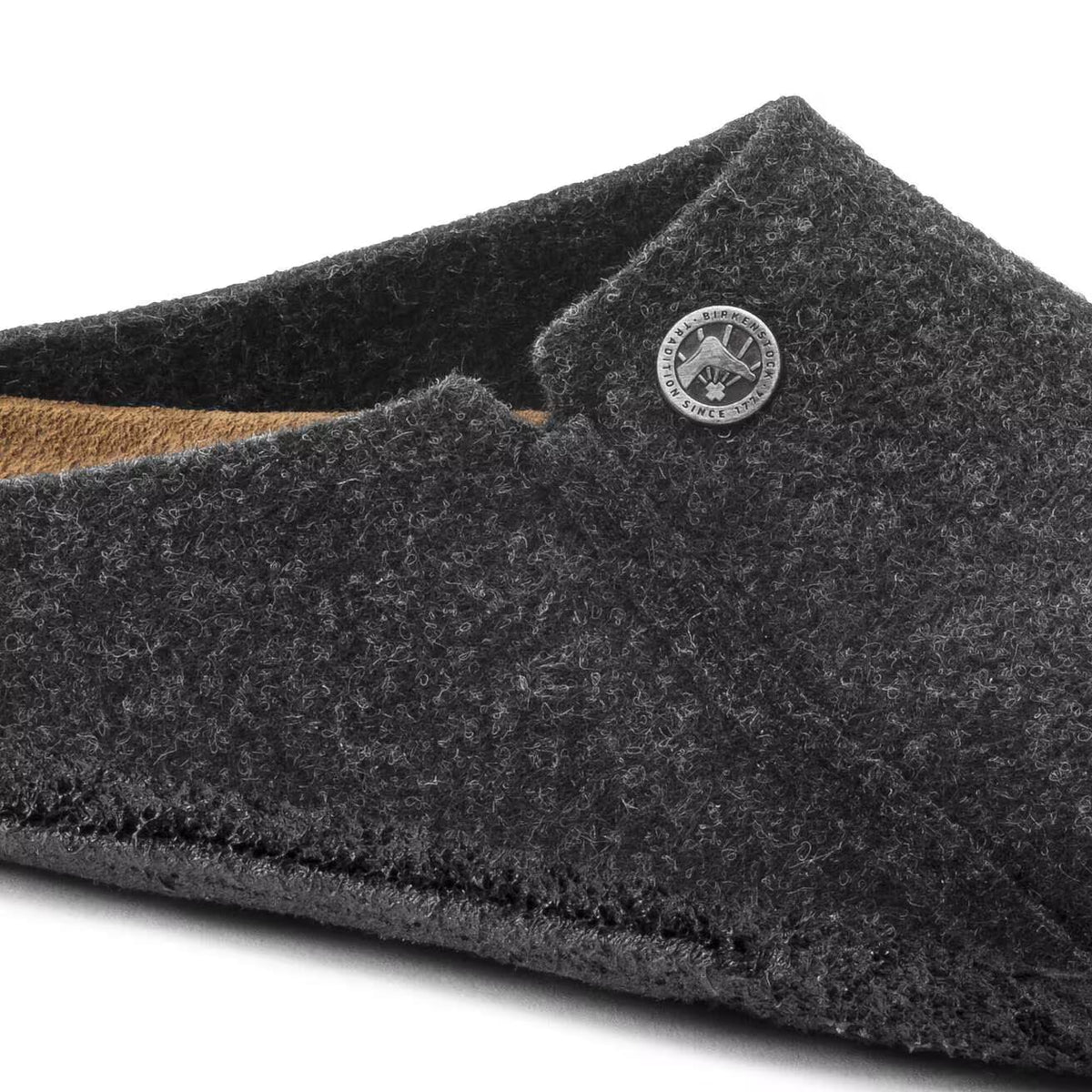 Birkenstock Zermatt Cork Latex Footbed Slippers Dark Anthracite Grey Regular Fit – detail view