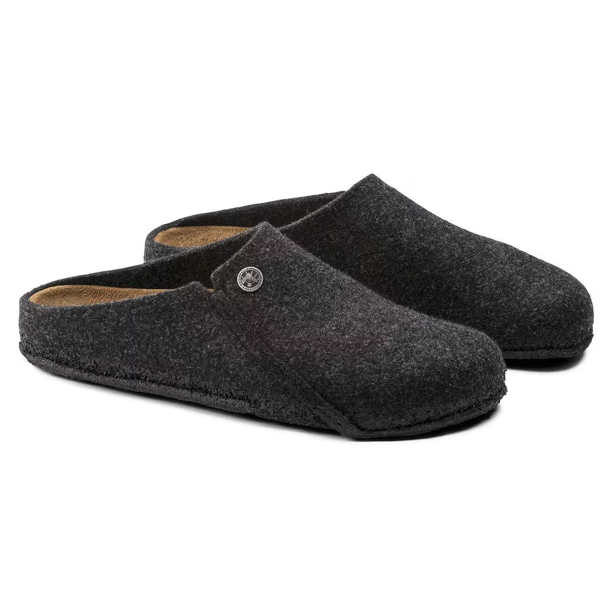 Birkenstock Zermatt Cork Latex Footbed Slippers Dark Anthracite Grey Regular Fit – pair view