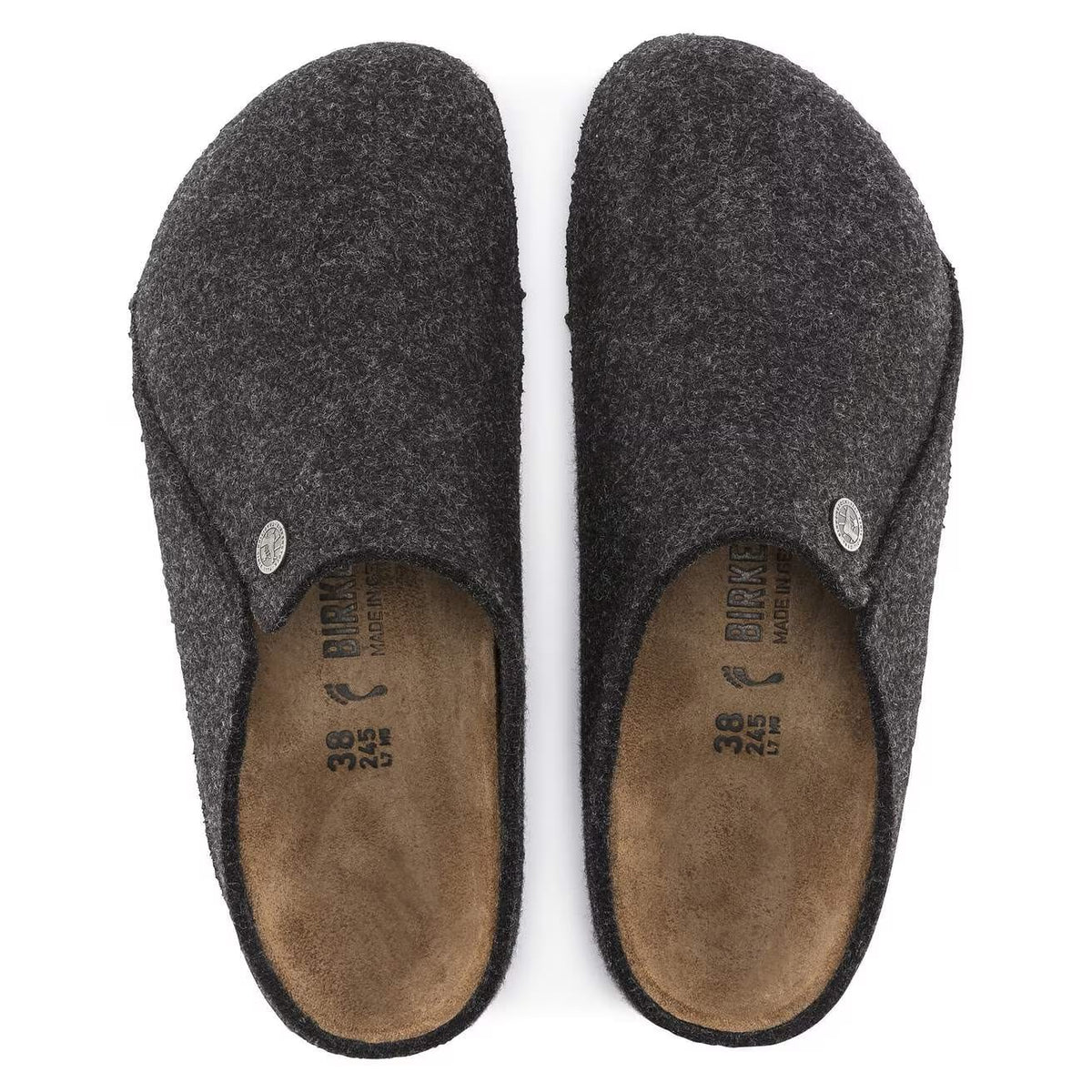 Birkenstock Zermatt Cork Latex Footbed Slippers Dark Anthracite Grey Regular Fit – top view