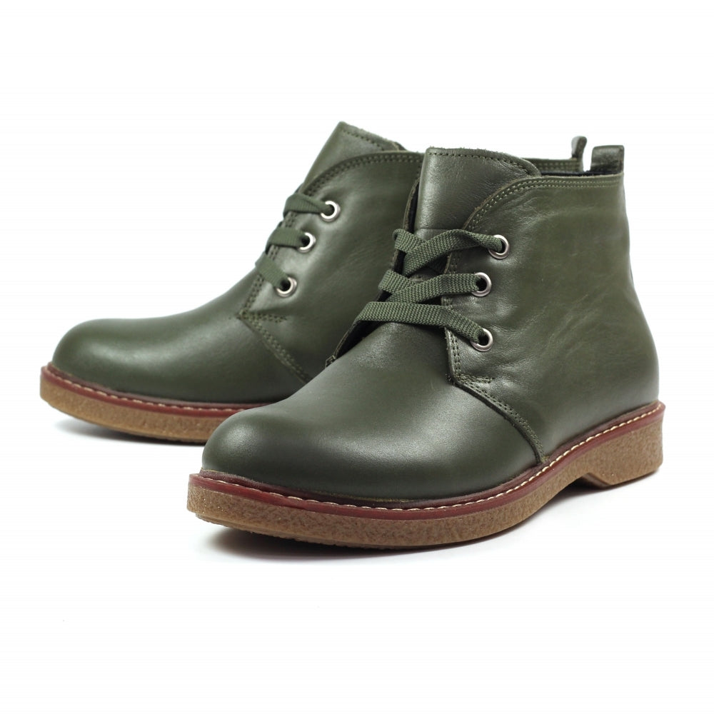 Womens Lunar Leather Ankle Boots Green