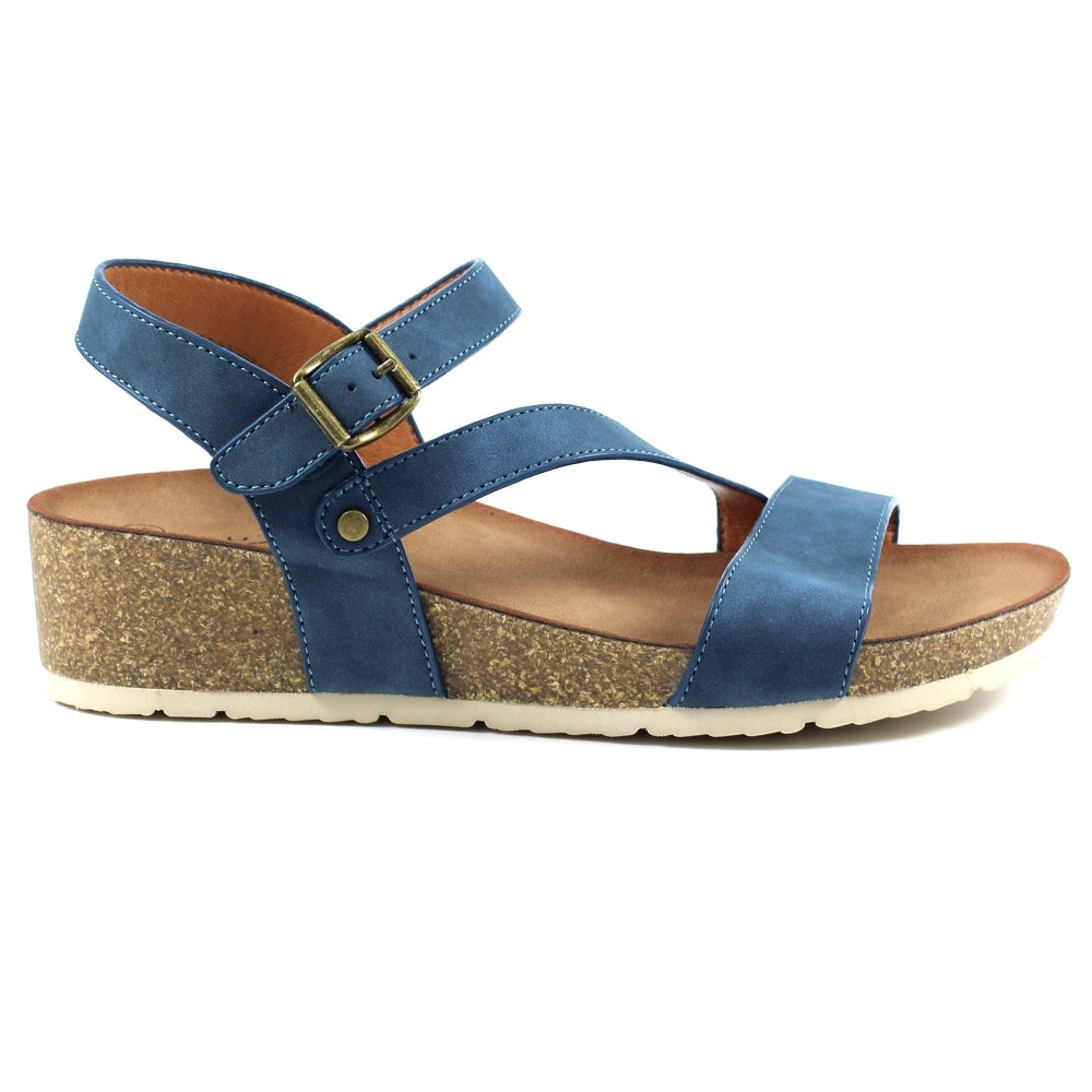 Womens Lunar Wedged Sandals Navy