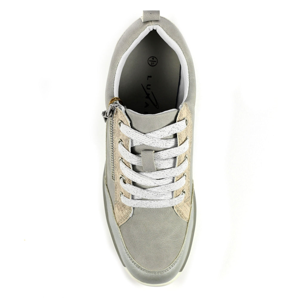 Womens Lunar Wedge Trainers Silver