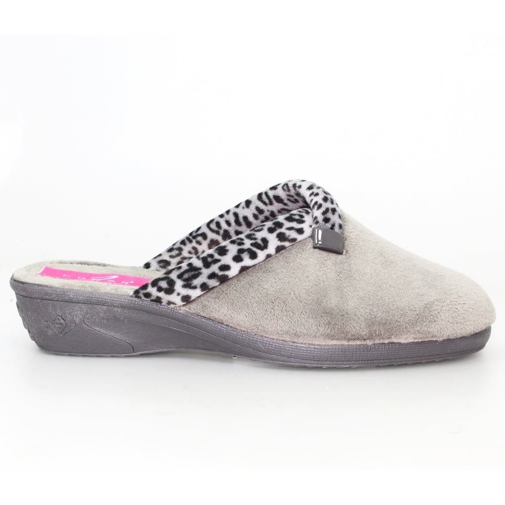 Womens Lunar Slip On Mule Wedge Slippers Grey