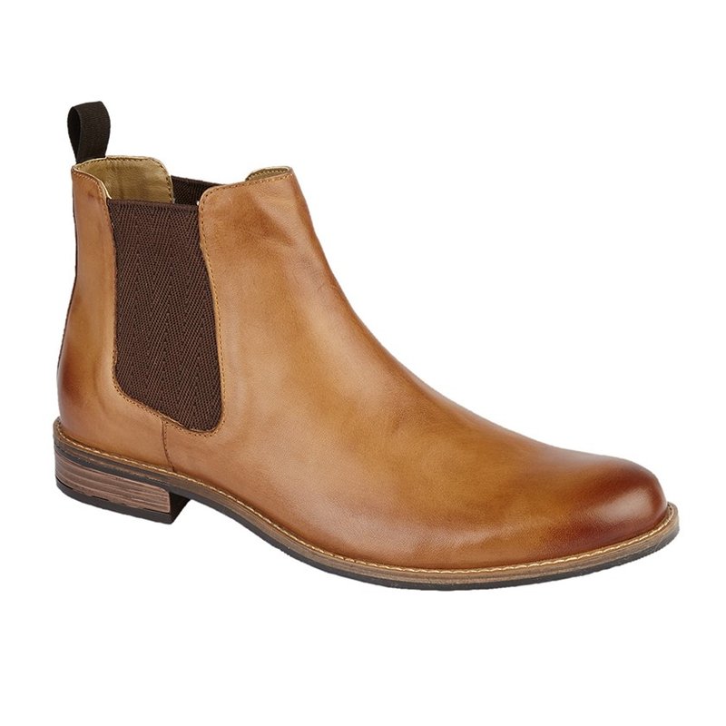 Mens Roamers Chelsea Boots Tan Leather