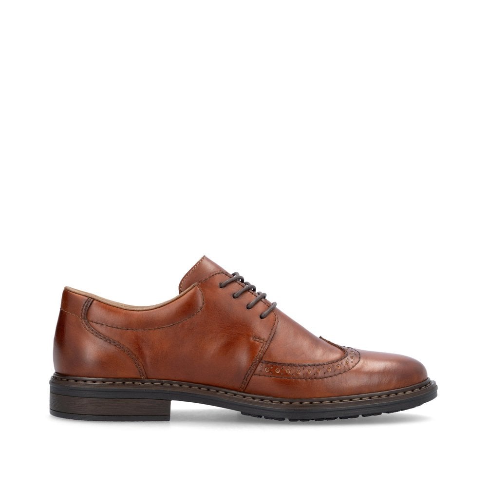 Mens Rieker Leather Lace-Up Shoes Brown