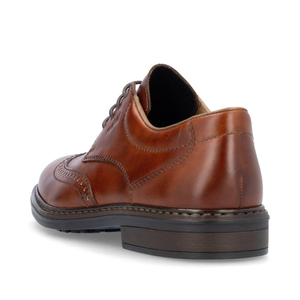 Mens Rieker Leather Lace-Up Shoes Brown