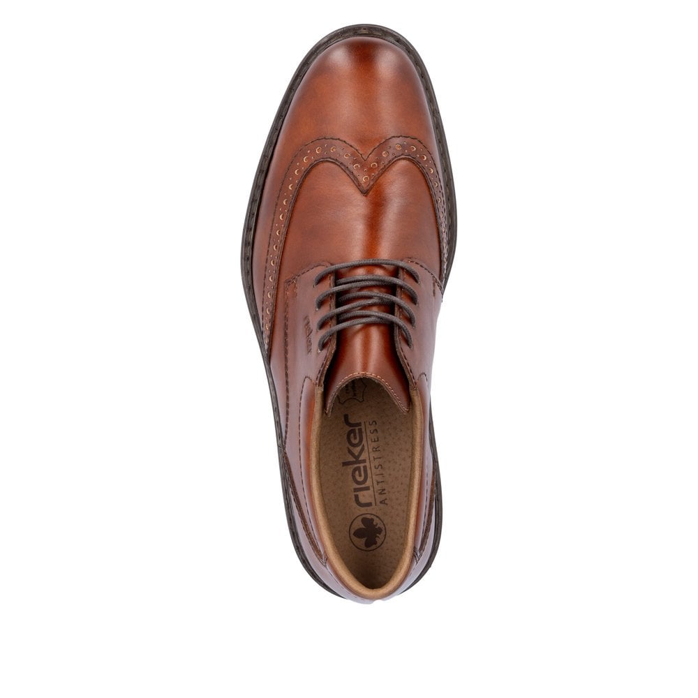 Mens Rieker Leather Lace-Up Shoes Brown