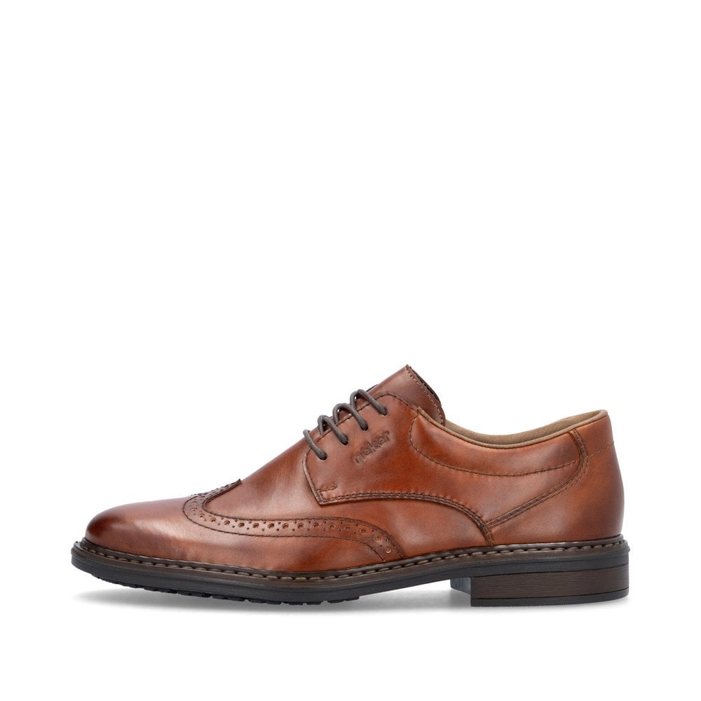 Mens Rieker Leather Lace-Up Shoes Brown