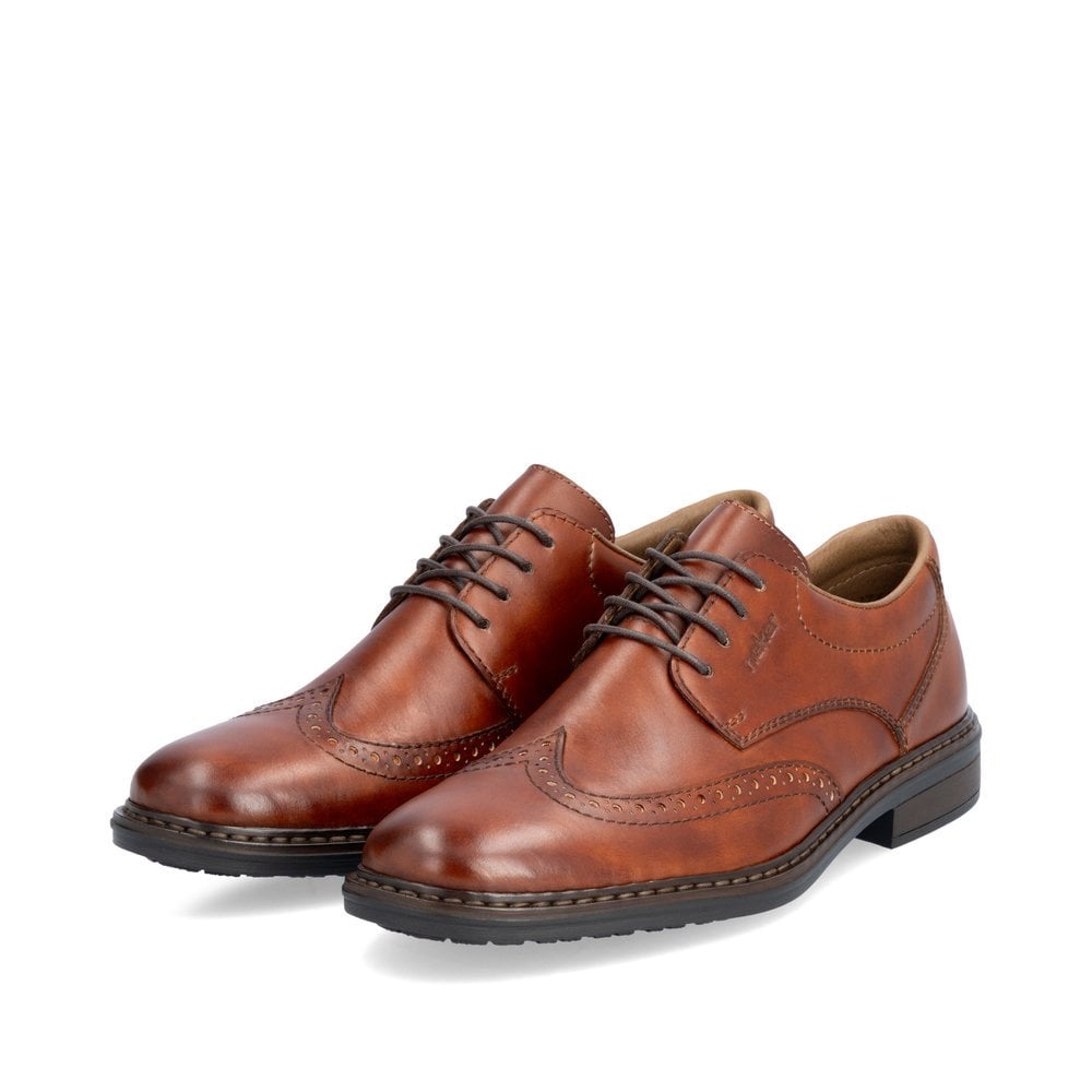 Mens Rieker Leather Lace-Up Shoes Brown