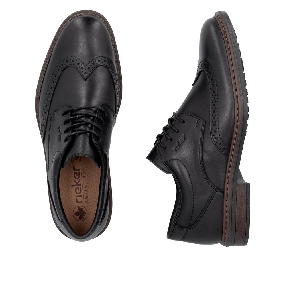 Mens Rieker Extra Wide Lace-Up Shoes Black