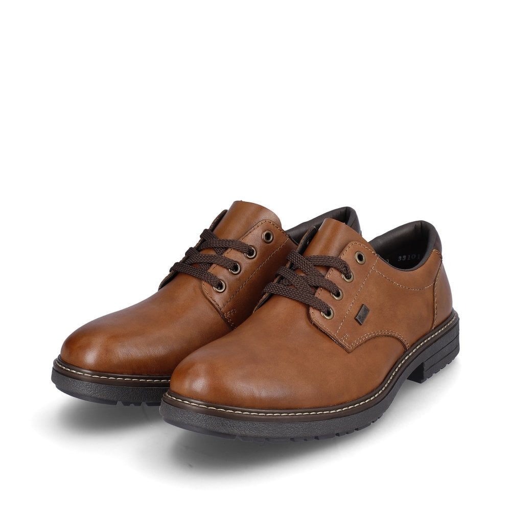 Mens Rieker Leather Lace-Up Shoes Brown