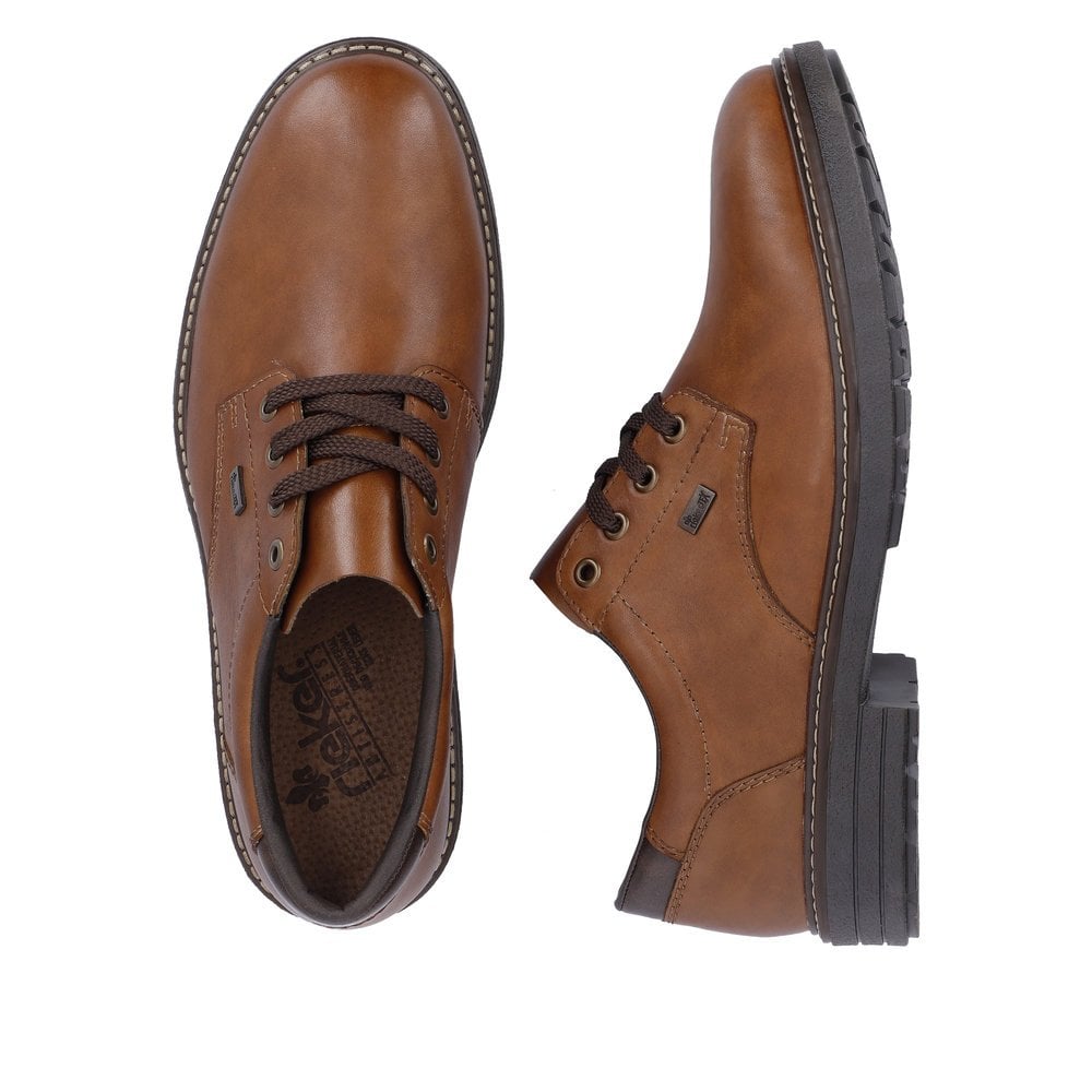 Mens Rieker Leather Lace-Up Shoes Brown