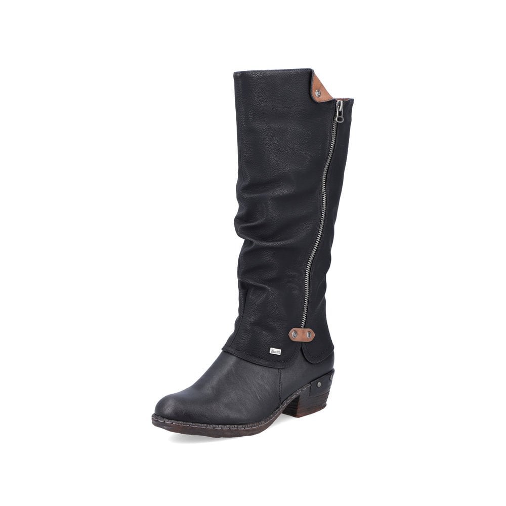 Womens Rieker Tex Water Resistant Knee High Boots Black