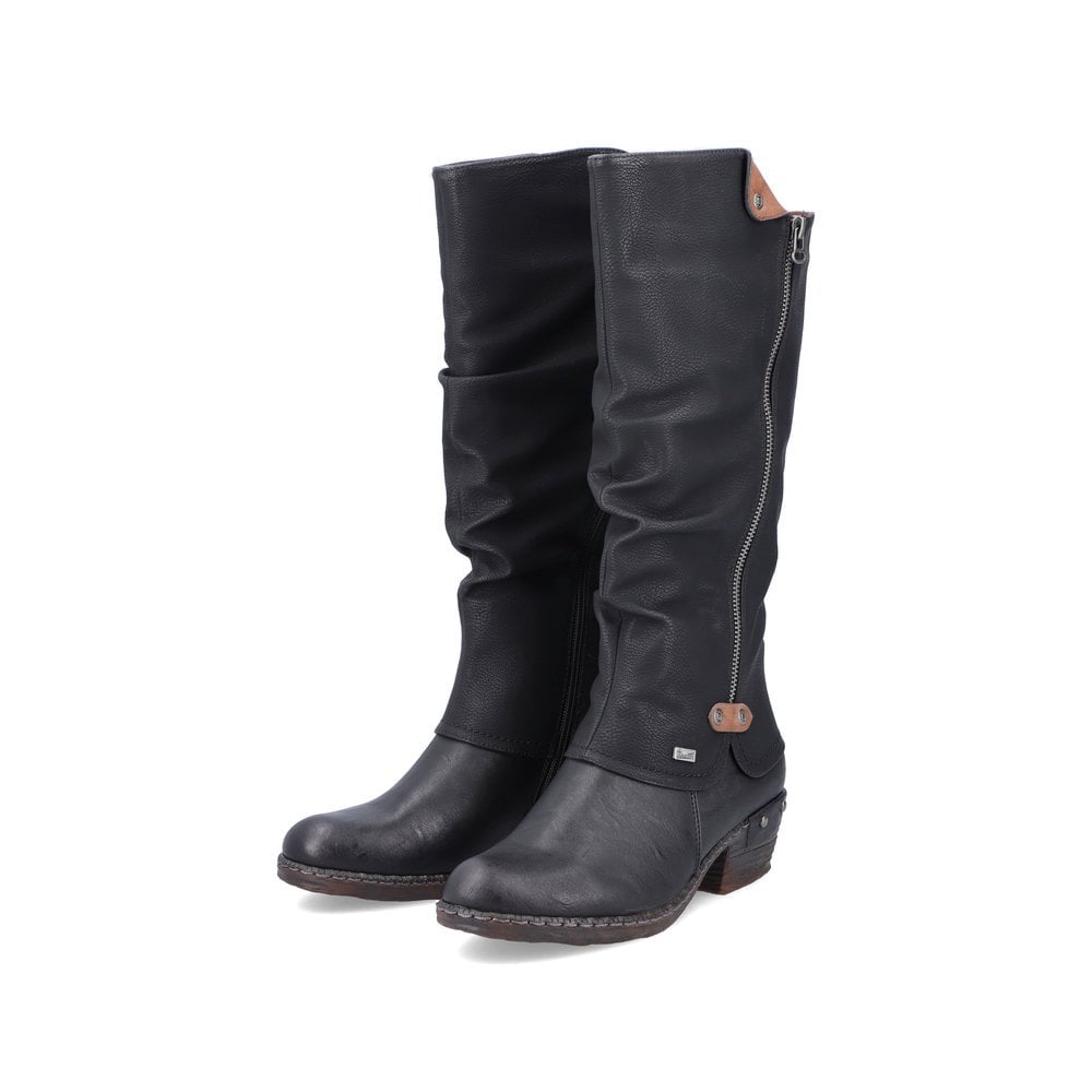 Womens Rieker Tex Water Resistant Knee High Boots Black