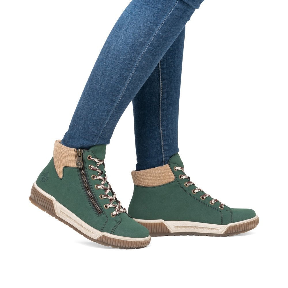 Womens Rieker Zipped Ankle Boots Green