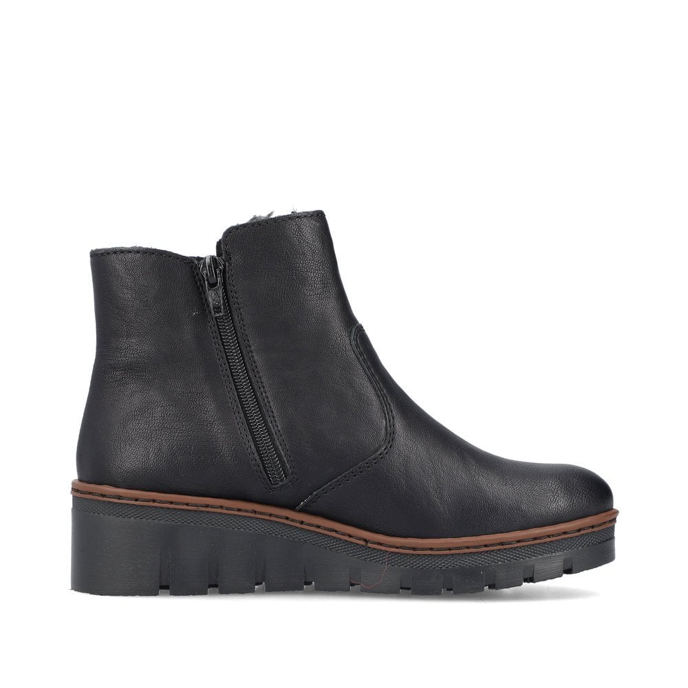 Womens Rieker Zip Ankle Boots Black