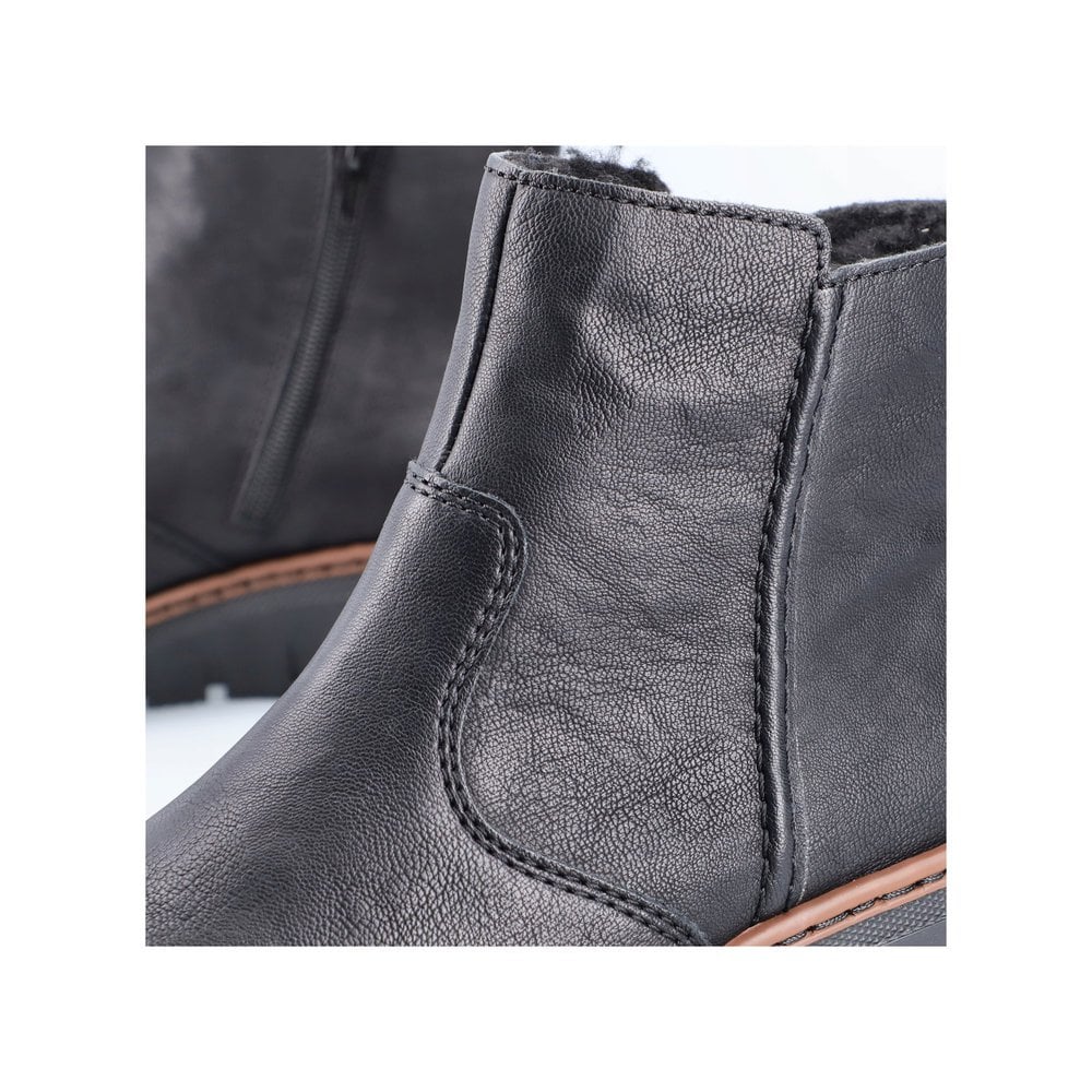 Womens Rieker Zip Ankle Boots Black