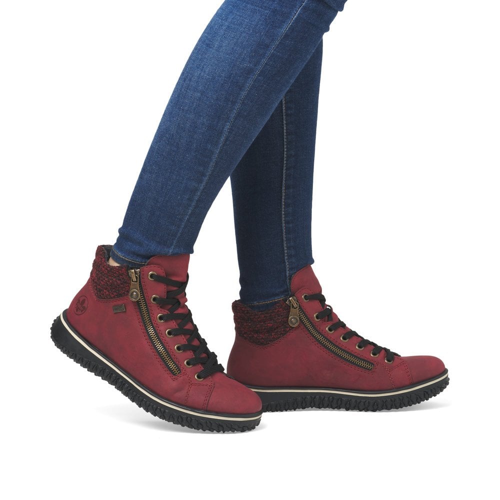 Womens Rieker Tex Water Resistant Ankle Boots Red