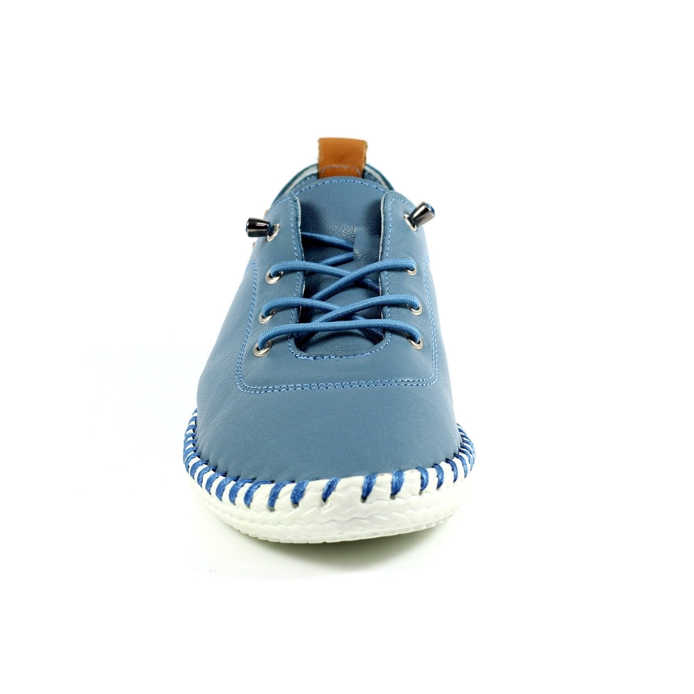 Womens Lunar St Ives Leather Casual Trainer Mid Blue