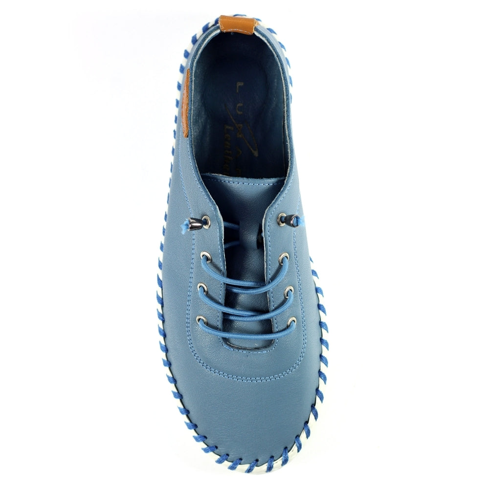 Womens Lunar St Ives Leather Casual Trainer Mid Blue