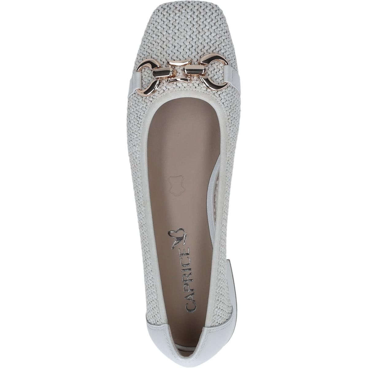 Womens Caprice Ballerina Shoe Off White – top view