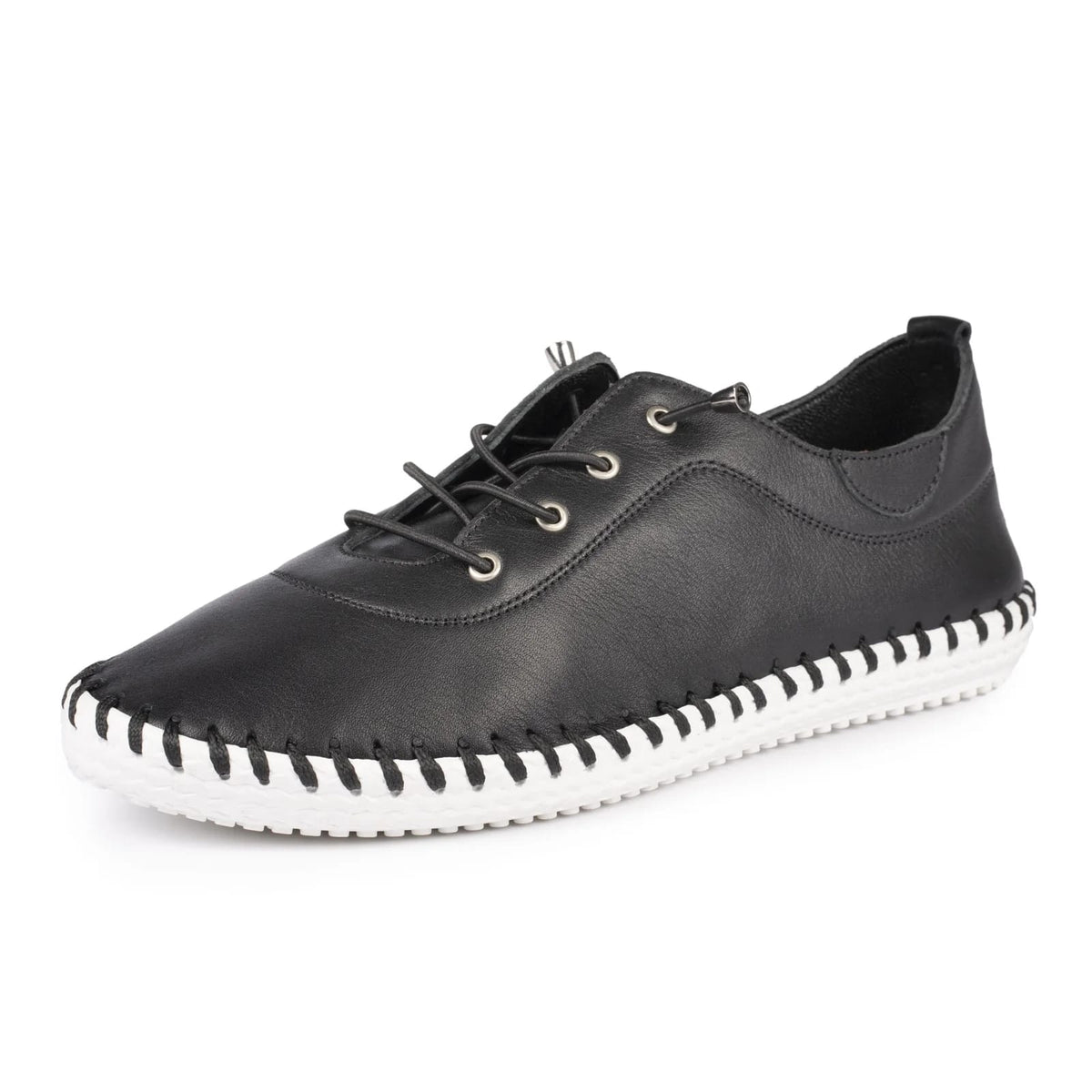Womens Lunar St Ives Leather Casual Trainer Black