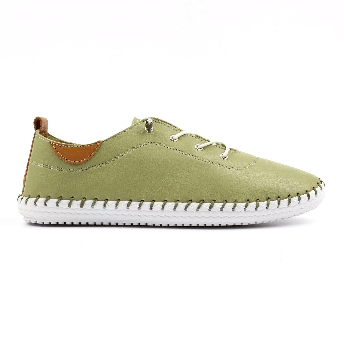 Womens Lunar St Ives Leather Casual Trainer Khaki
