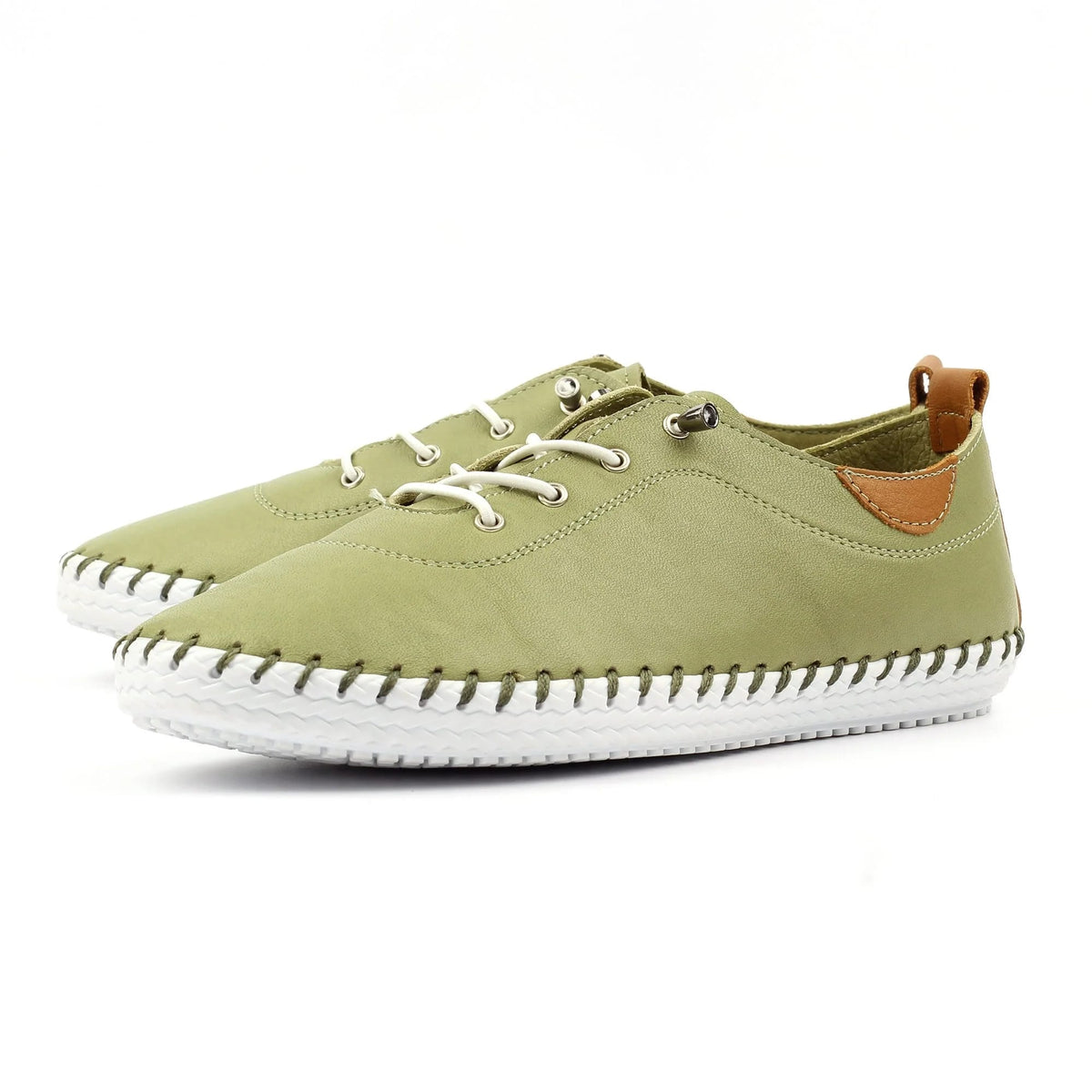 Womens Lunar St Ives Leather Casual Trainer Khaki
