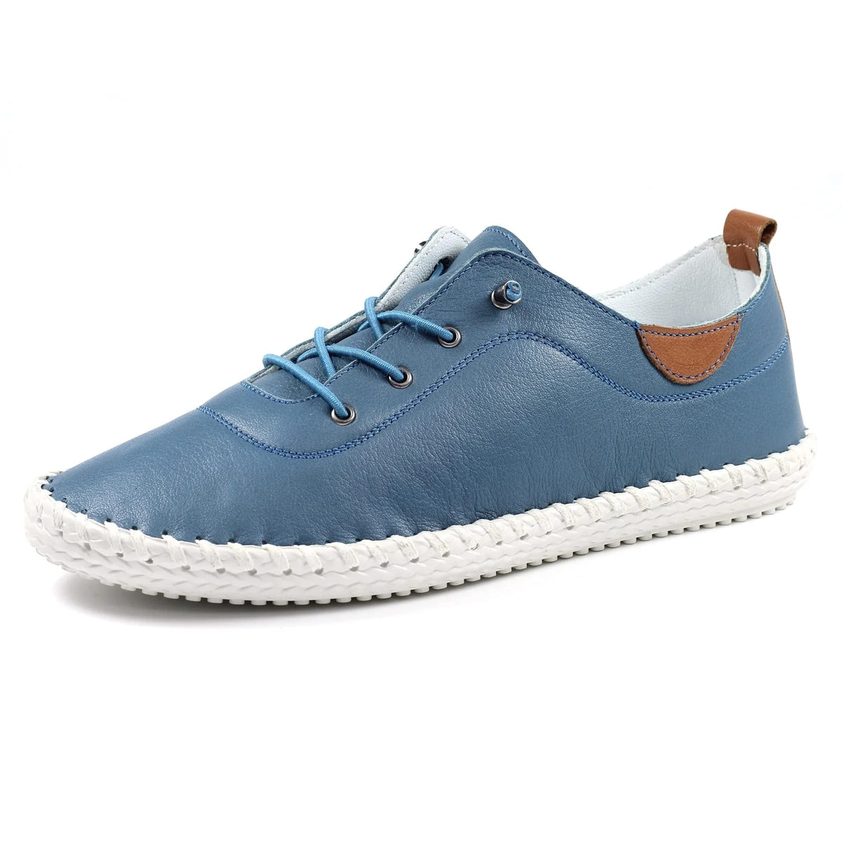 Womens Lunar St Ives Leather Casual Trainer Mid Blue