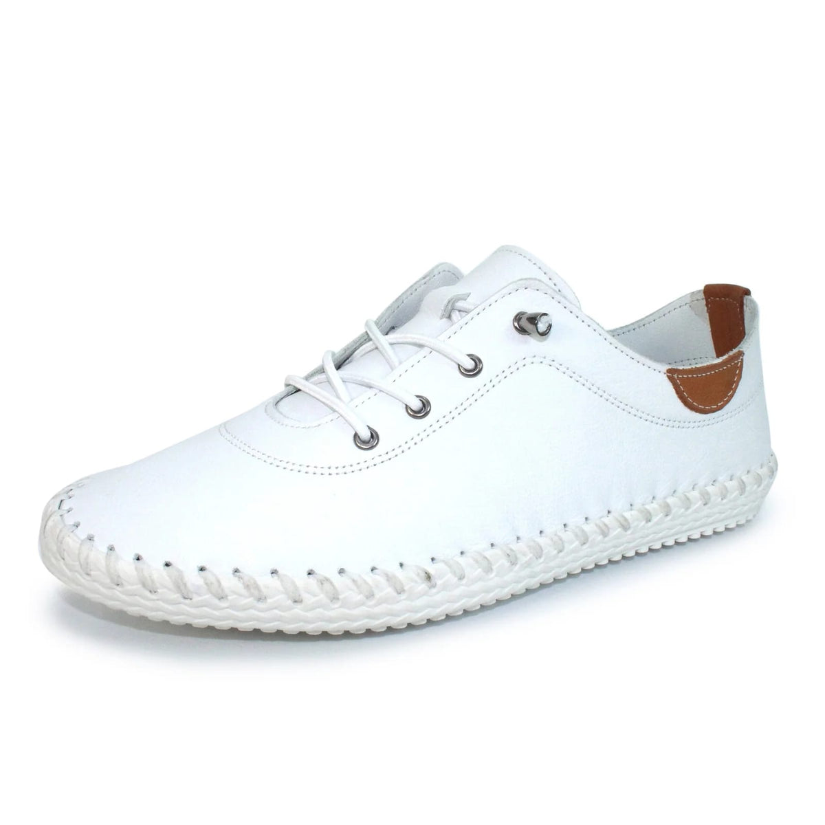 Womens Lunar St Ives Leather Casual Trainer White