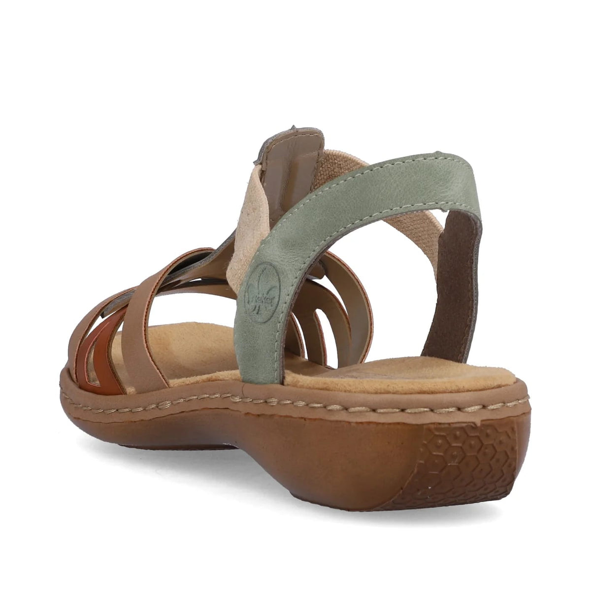 Womens Rieker Elasticated Sandals Green Combination
