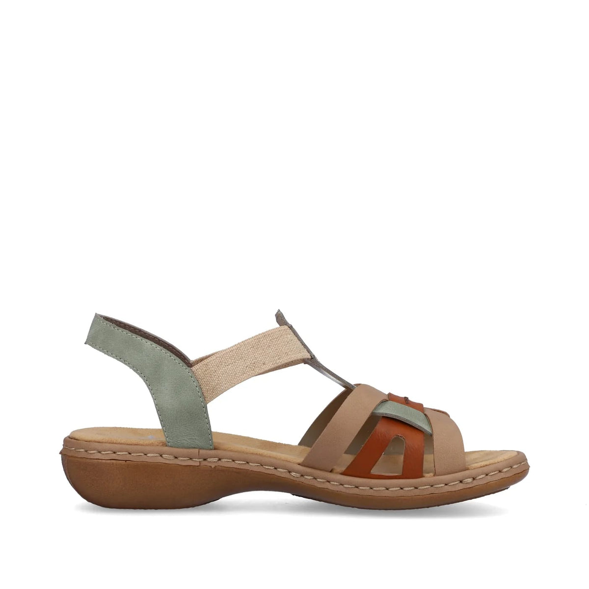 Womens Rieker Elasticated Sandals Green Combination