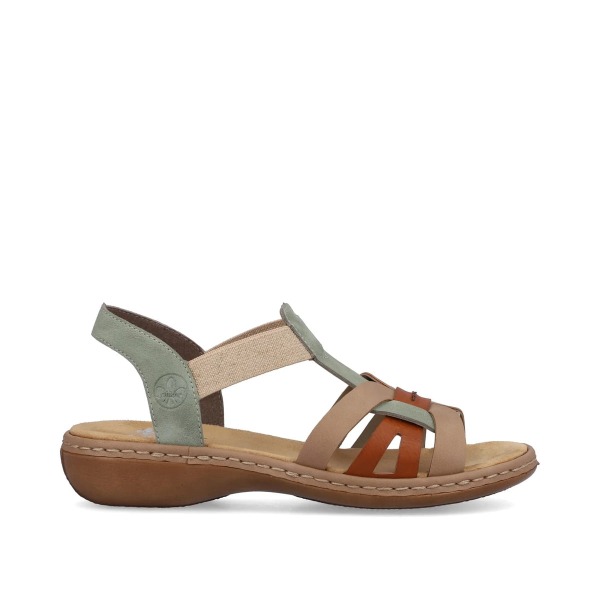 Womens Rieker Elasticated Sandals Green Combination