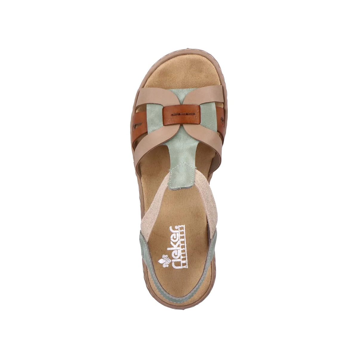 Womens Rieker Elasticated Sandals Green Combination