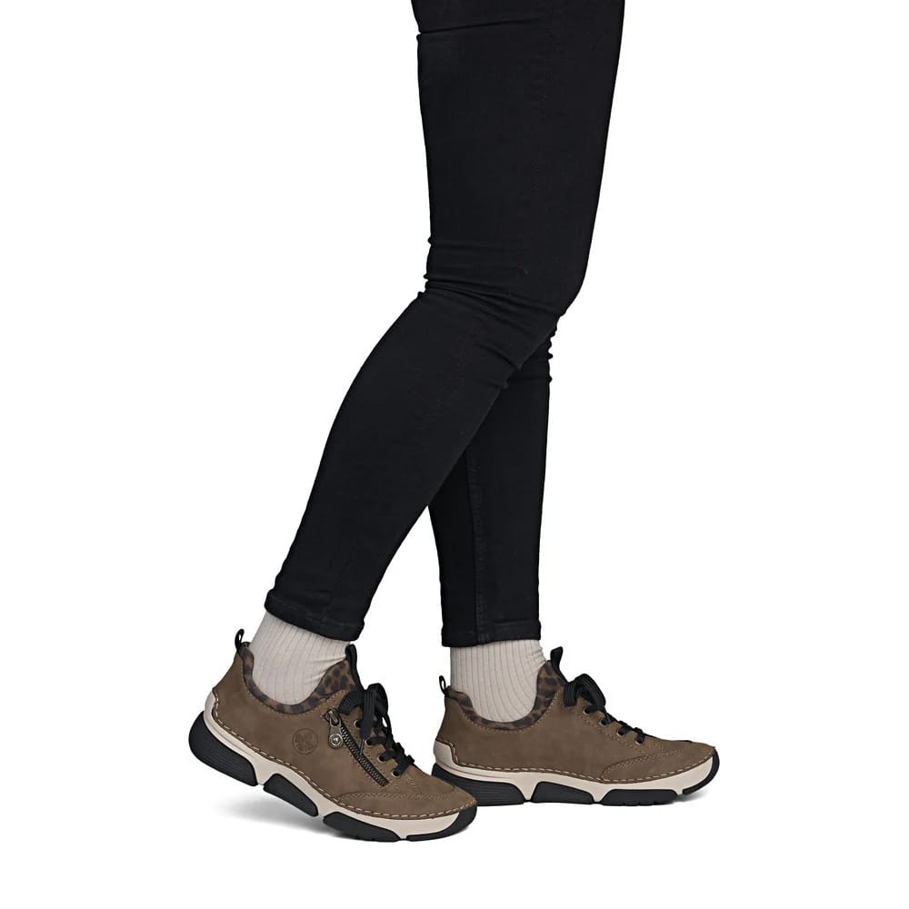 Womens Rieker Elasticated Trainer Style Shoes Brown