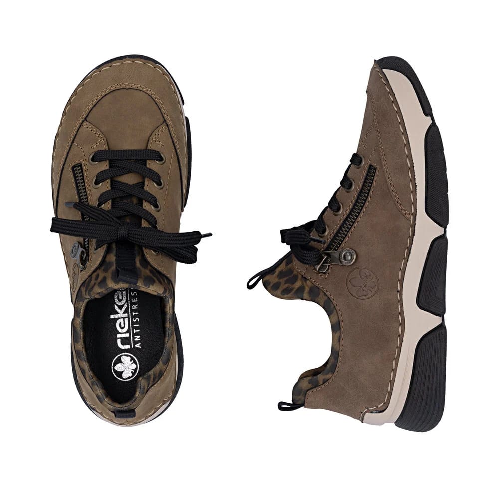 Womens Rieker Elasticated Trainer Style Shoes Brown
